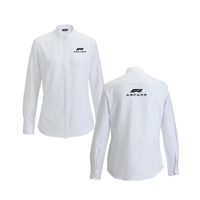 F1 Arcade Ladies L/Sleeve Grandad Shirt White